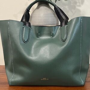 Coach Green Leather Tote Bag